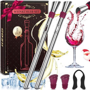 Set di 7 in 1 per raffreddare il vino - Asta per raffreddare il vino in acciaio inossidabile con tappi e stopperi per bottiglia - Ideale regalo per Natale e altre occasioni