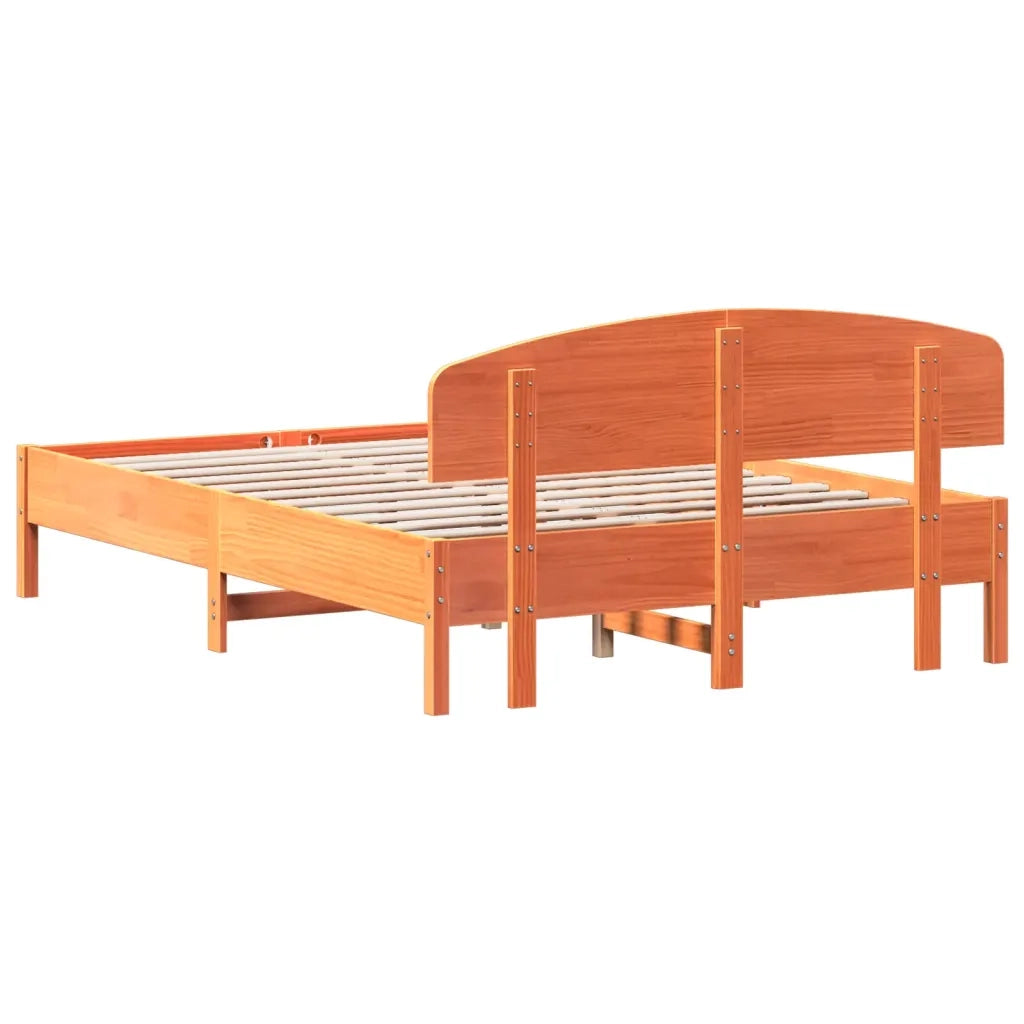 Giroletto senza Materasso Marrone Cera 160x200 cm Legno di Pino 3207204