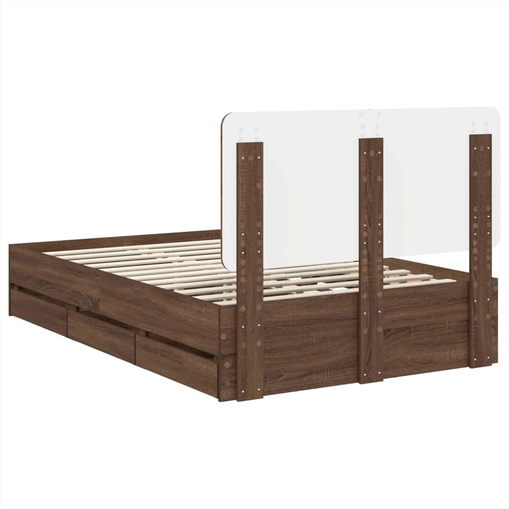 Struttura del letto con cassetto Rovere Marrone 120 x 190 cm 3412622