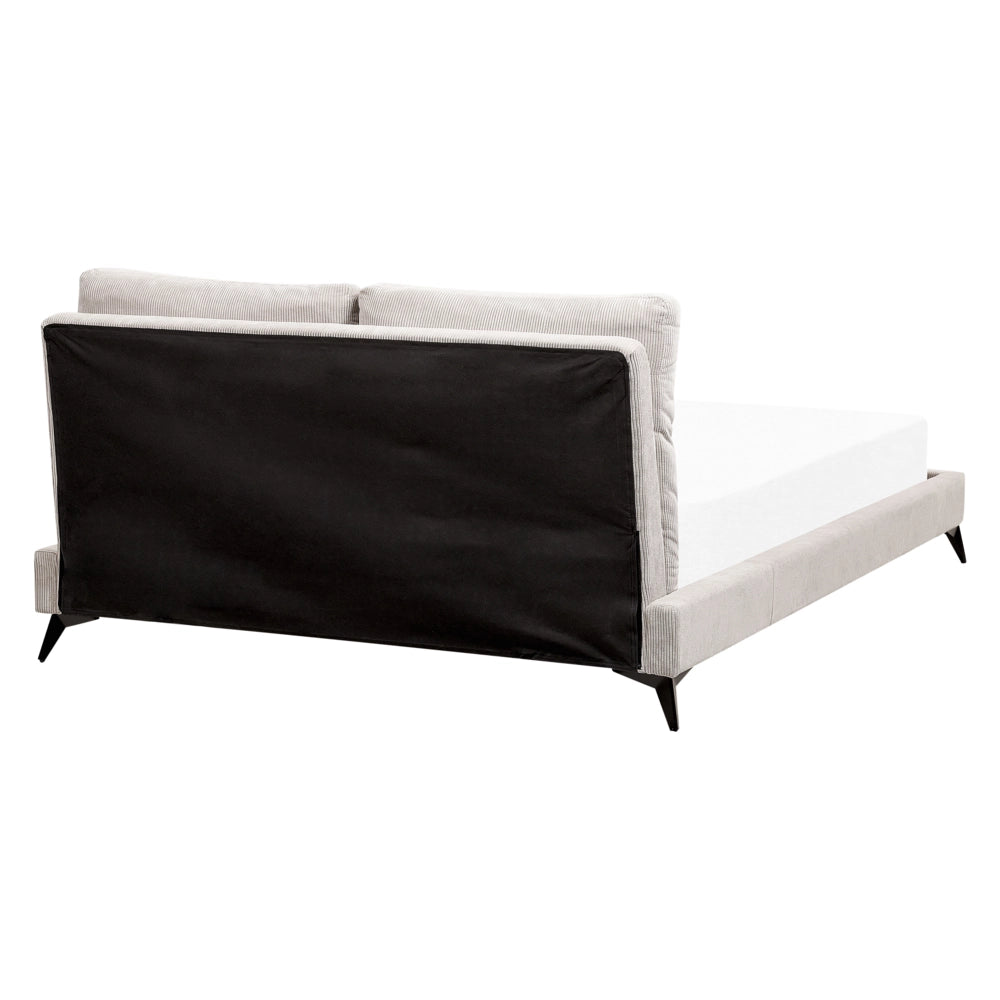 Letto imbottito moderno in velluto a coste beige 160 x 200 cm moderno elegante