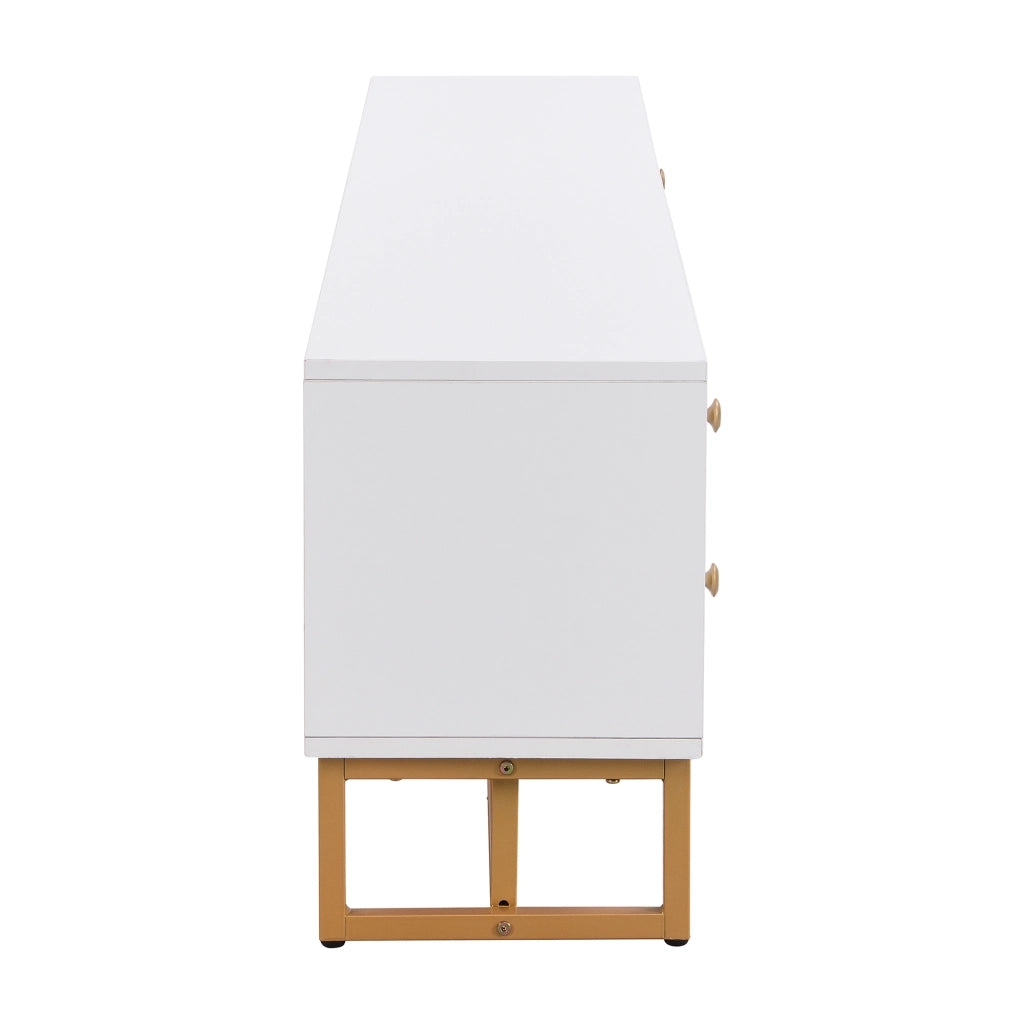 Mobile porta TV con 4 cassetti 2 ante testurizzate vano centrale cerniere ammortizzate MDF bianco 175 × 30 × 46 cm