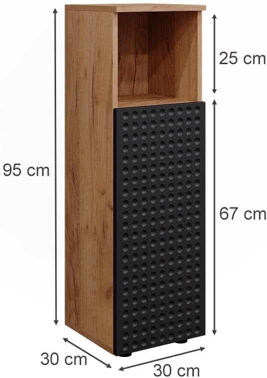 Mobile midi Irma, Antracite puntinato, 30 x 95 cm, per la conservazione di accessori da bagno e combinabile con Irma
