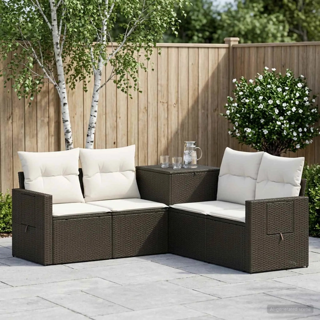 Set di divani 5 pz Nero e Bianco Crema 3447869