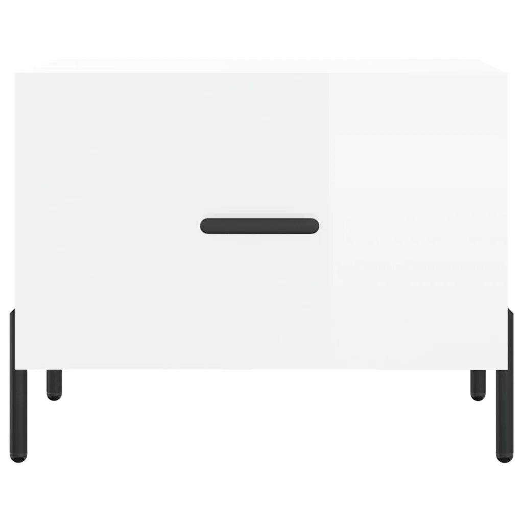 Tavolini Salotto 2pz Bianco Lucido 50x50x40cm Legno Multistrato 829417