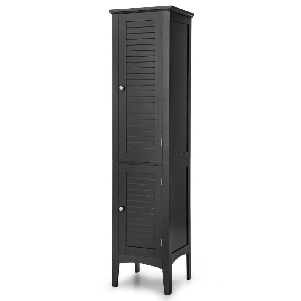 Mobiletto da bagno stretto con 5 ripiani alti 37 x 37 x 160 cm design moderno finitura opaca in MDF nero 20_0012735