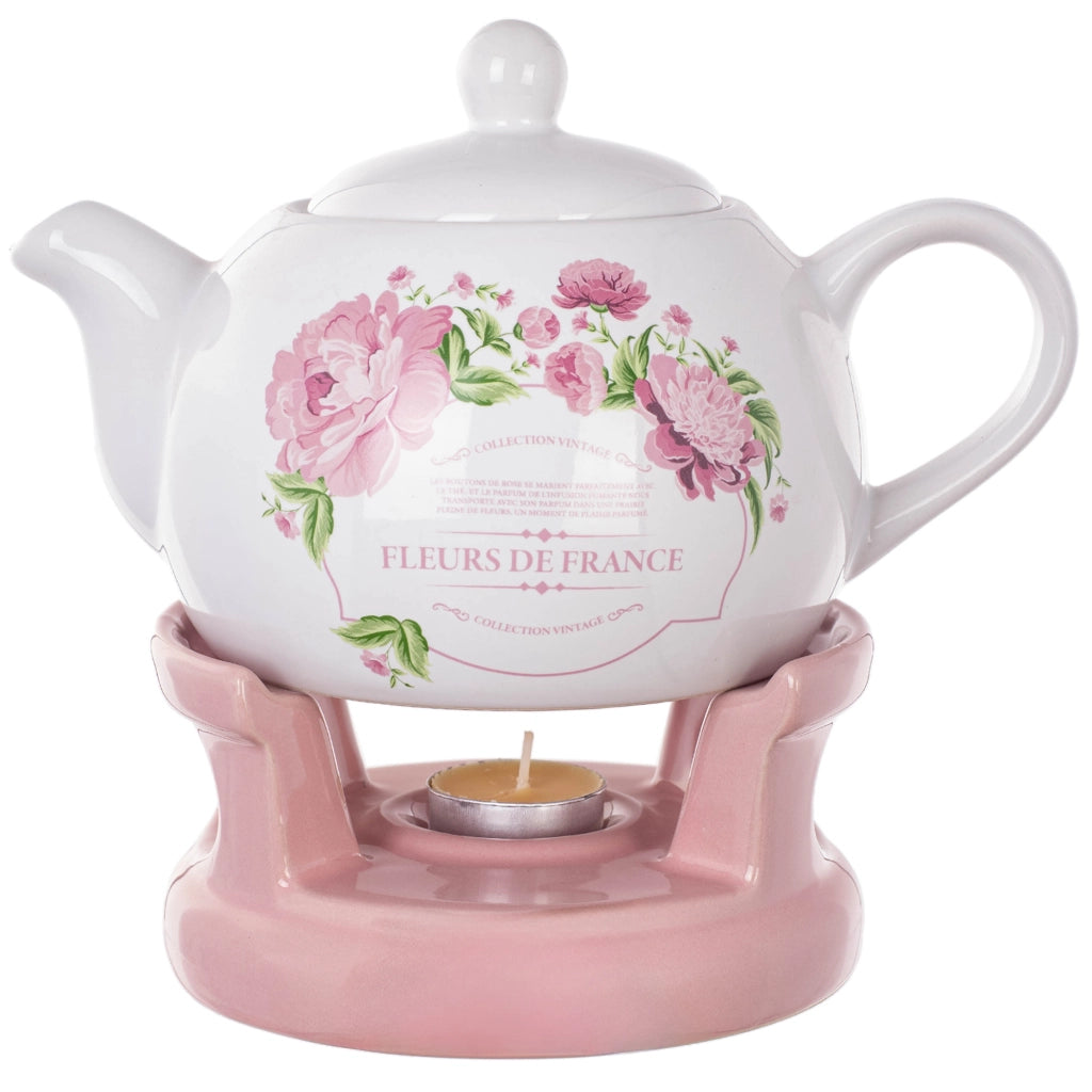 Teiera KADAX con scaldavivande, 1 litro, in ceramica, ideale come regalo.