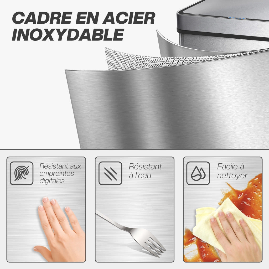 Cestino per rifiuti a sensore 60 L ¨C zephmum ¨C Acciaio inox argento