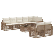 Set Divano da Giardino 9 pcs Beige e Bianco Crema polyrattan