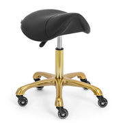 Sgabello da sella per cavallo 150 kg lega di alluminio PVC PU compensato schiuma sintetica nero oro 14_0010084