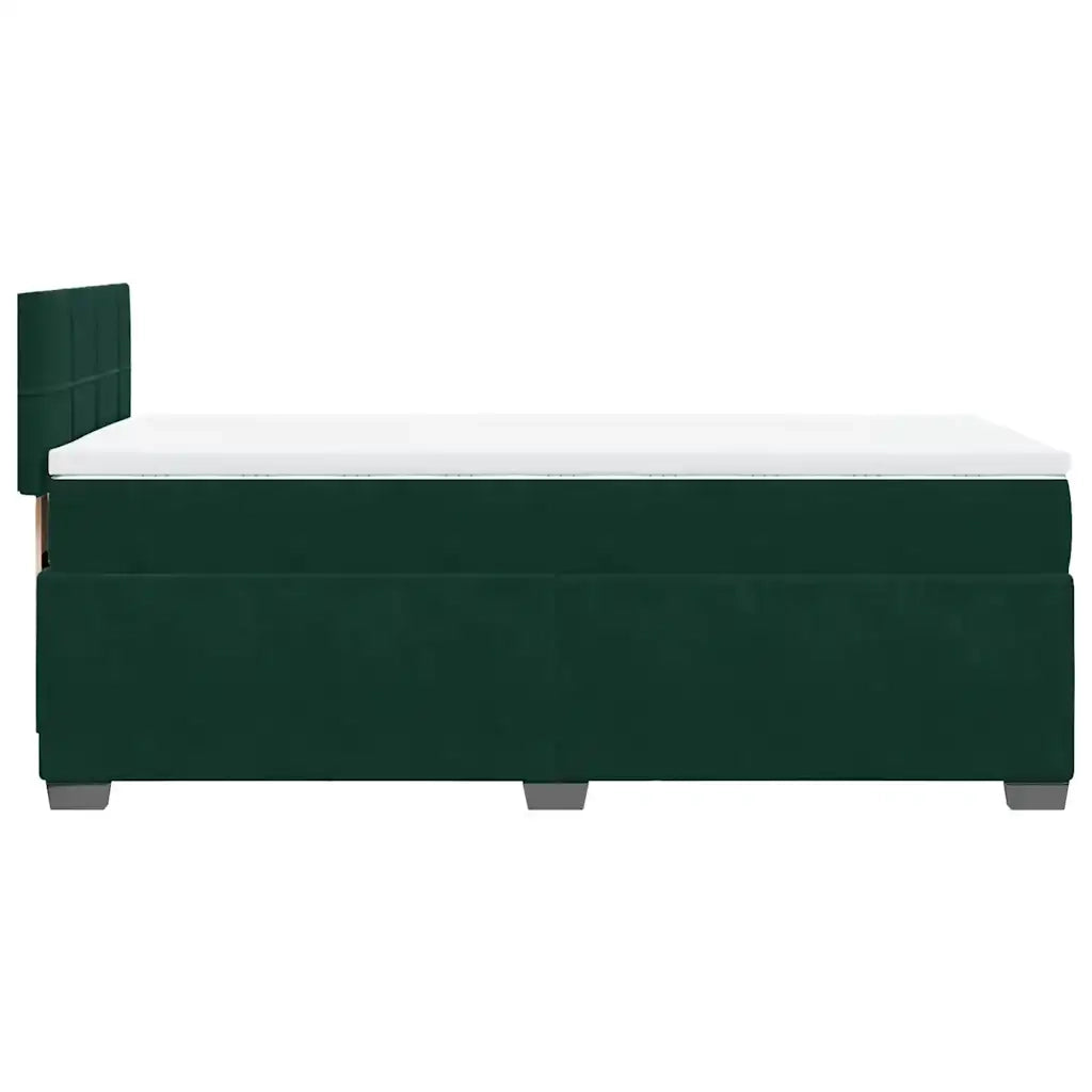 Giroletto a Molle con Materasso Verde Scuro 90x190 cm Velluto