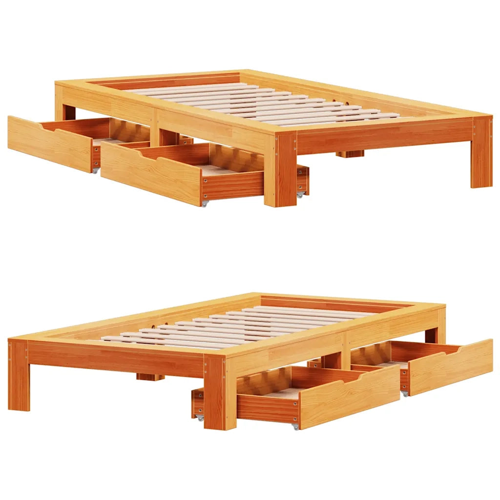 Letto senza Materasso Marrone Cera 90x190 cm in Legno di Pino 3309022