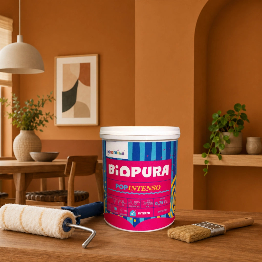 Popintenso palestra e decori interni pittura murale lavabile e coprente cromika *** formato 0,750 lt, colore- terra v...