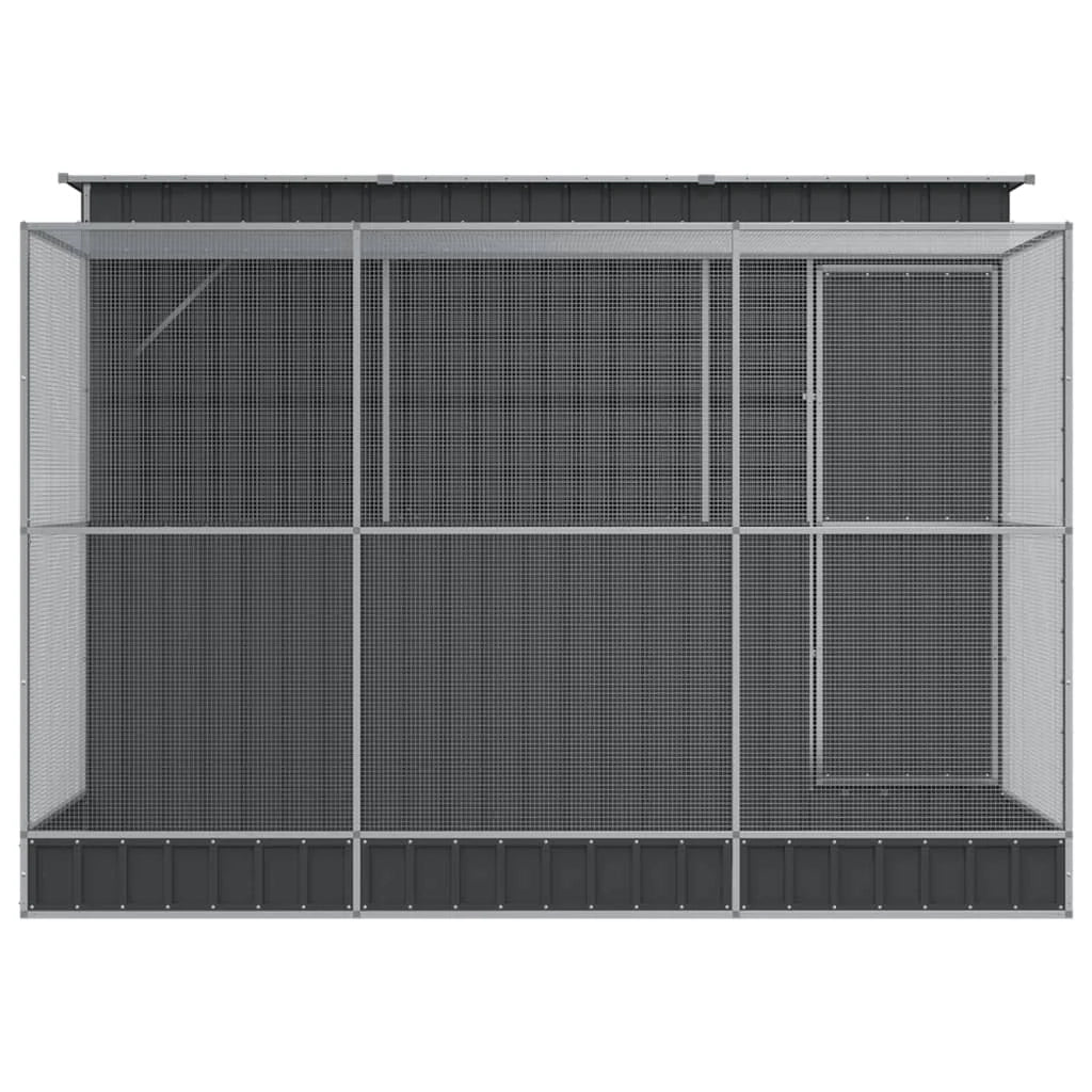 Voliera a gabbia con estensione in argento 290 x 303 x 216 cm acciaio argento 02_0045652