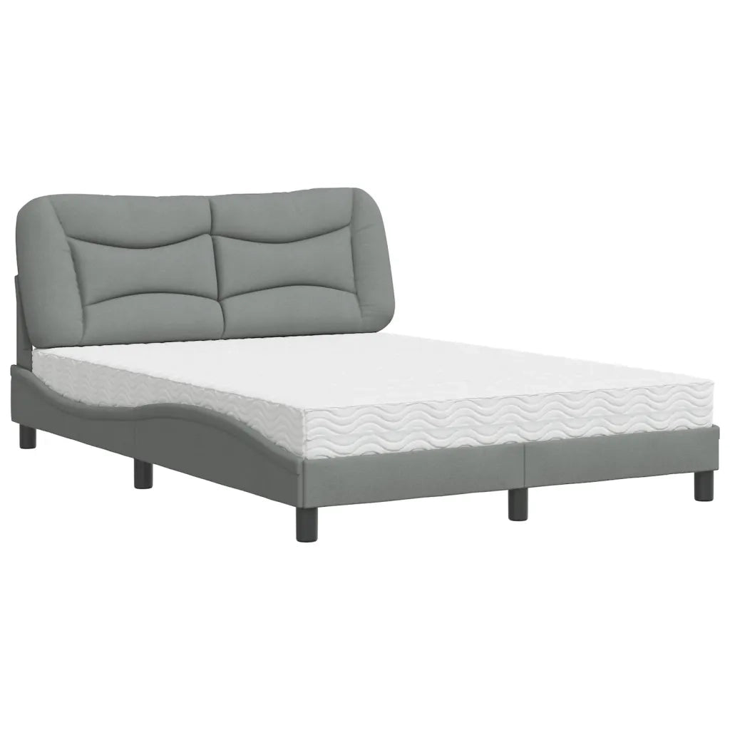 Letto con Materasso Hvar Grigio Chiaro 140x200cm Tessuto 3208534