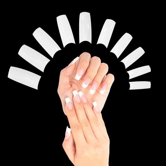 Valse Nageltips 500 Stuks - Estensione a Fissaggio a Mezza Copertura - Punti Acrilici Quadrati - Forti e Duraturi - Aspetto Naturale - Falsi Unghie