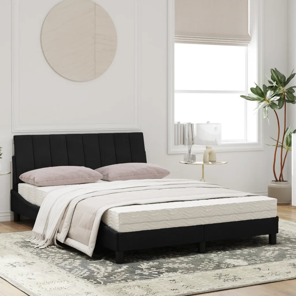 Letto con Materasso Nero 120x200 cm in Velluto