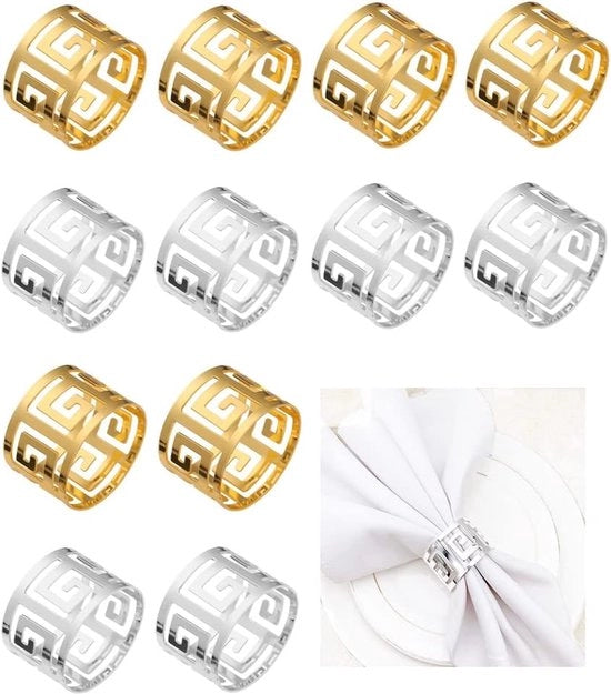 Set di 12 anelli per tovaglia per una decorazione elegante della tavola per feste e riunioni