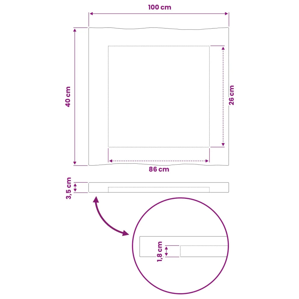 Piano del Tavolo Rettangolare 90 x 50 x 3,5 cm Rettangolare 938574