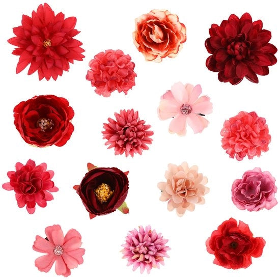 21 pezzi di spille per capelli a forma di fiori rossi per acconciature boho per matrimoni, feste, carni val e Halloween.