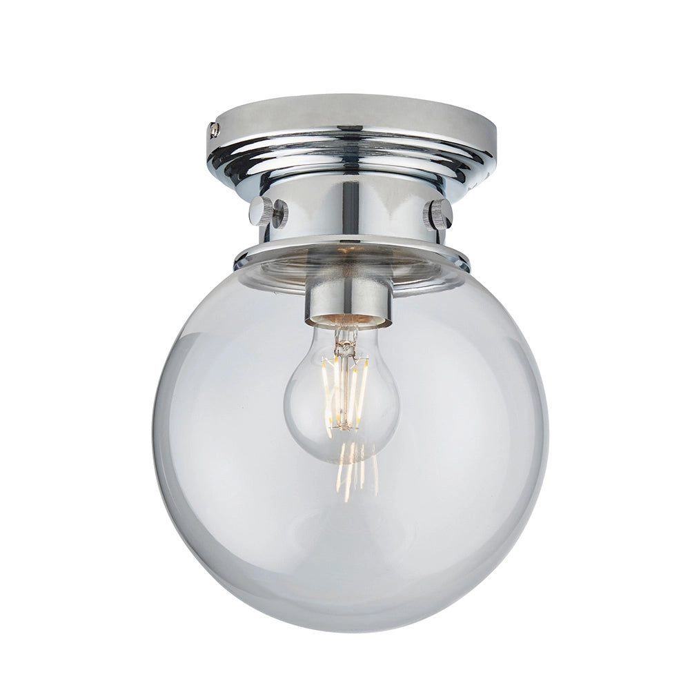 Plafoniera bagno minimal sfera vetro cromo E27 IP44