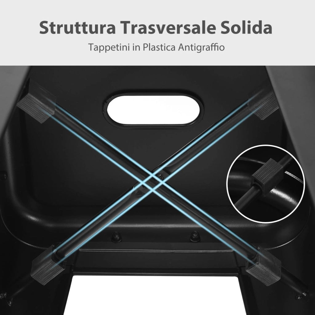 Set di 4 Sgabelli da Bar con Schienale da 94 cm, Sgabelli in Metallo Impilabili con Poggiapiedi per Cucina, Sala da Pranzo e Bar (Nero)