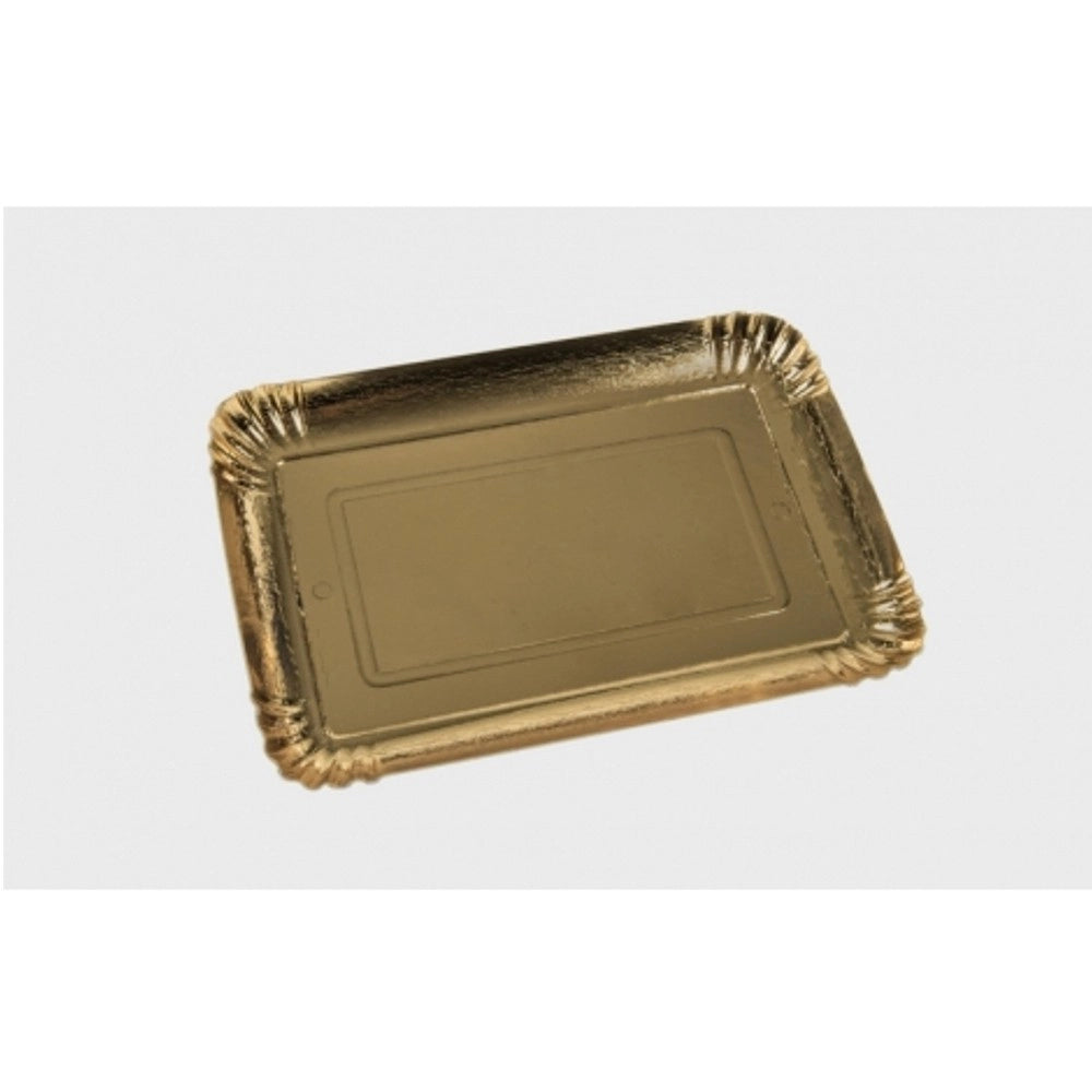 Trade Shop - 5 Vassoi Porta Torta 25x35 Cm 1.4 Oro Rettangolare Piatto Dolci Cartone Dorato -