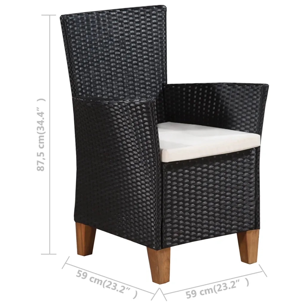 Set da Pranzo da Giardino 5 pz in Polyrattan Nero e Marrone 49115