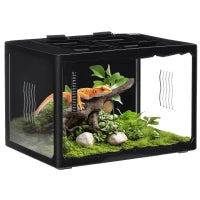 Terrario per Tartarughe di Terra e Rettili con Termometro 18-34℃, 60x40x40.5 cm, Nero
