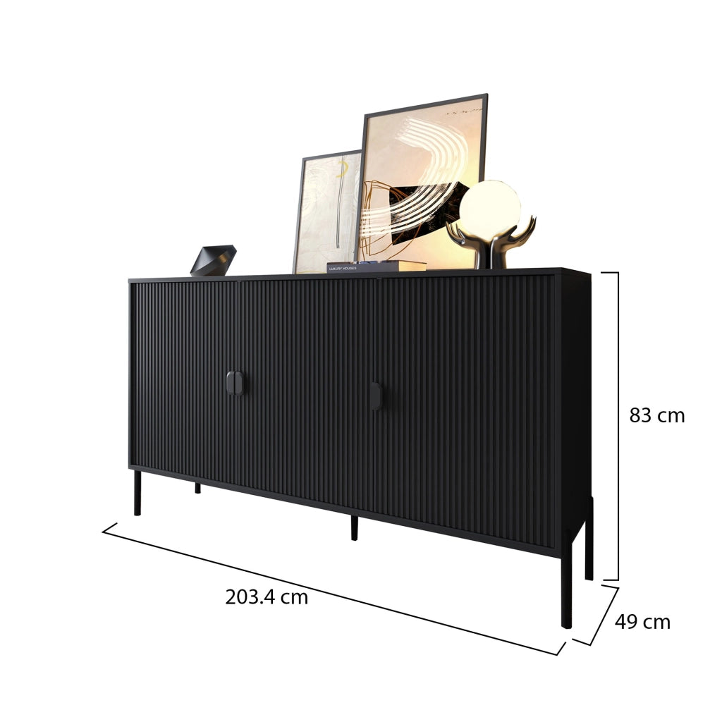 Madia Ostiglia, Credenza Cassetti, 203x49x83h cm Nero