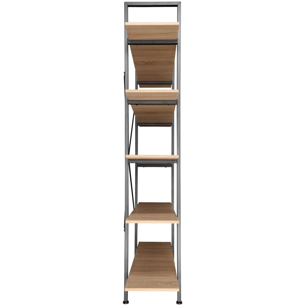 Libreria grande in stile industriale/vintage con 5 ripiani 179,5 cm beige 08_0000255