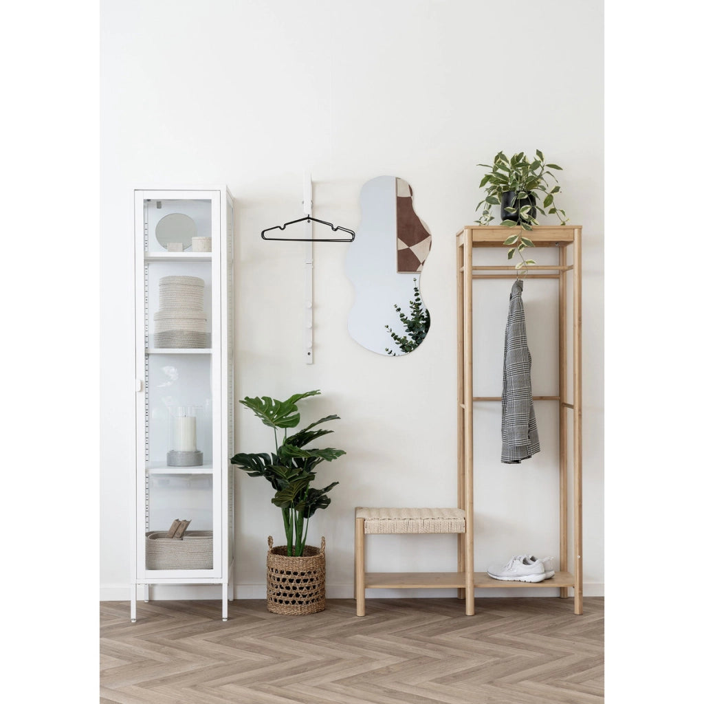 Appendiabiti Ember in bambù naturale con panca in cordoncino di carta 36×95×165 cm