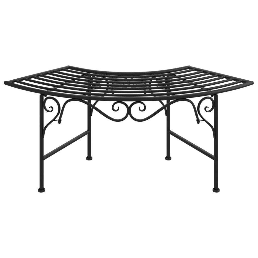 Panca da giardino mobili da esterno per patio terrazza cornice per alberi 113 cm acciaio nero 02_0011844