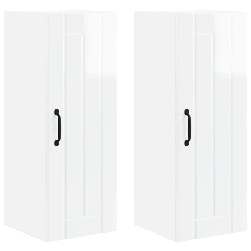 Set di 2 pensili da cucina moderni e minimalisti 30 x 31 x 80 cm realizzati in legno composito bianco lucido 02_0054032