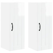 Set di 2 pensili da cucina moderni e minimalisti 30 x 31 x 80 cm realizzati in legno composito bianco lucido 02_0054032