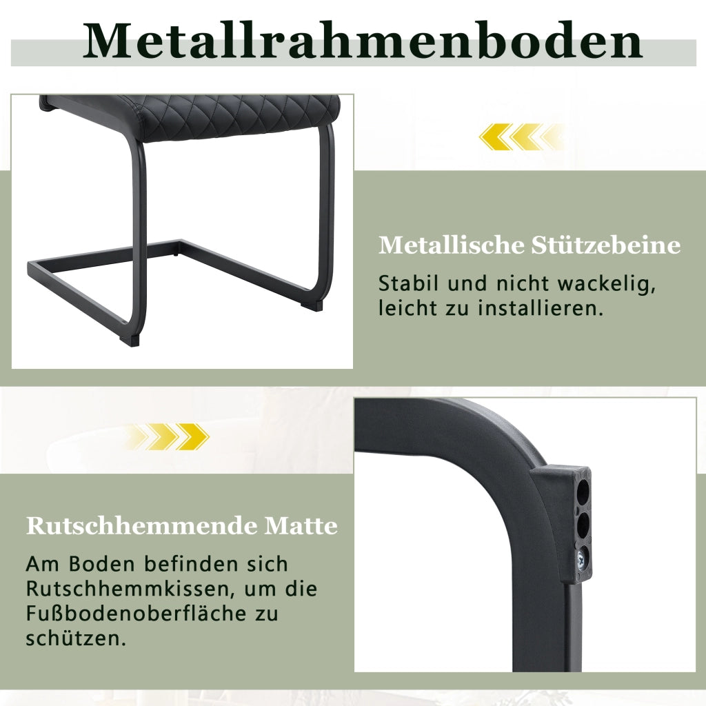Sedia da Pranzo Set da 2 con Schienale Alto Ergonomico e Seduta Imbottita, in Metallo e PU Nero
