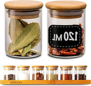 Set di 6 contenitori per spezie 120 ml - con raccordo e etichette - Stivato - Resistenze alla lavastoviglie - Organizzazione della cucina - Spezie, erbe e tè Contenitori per spezie