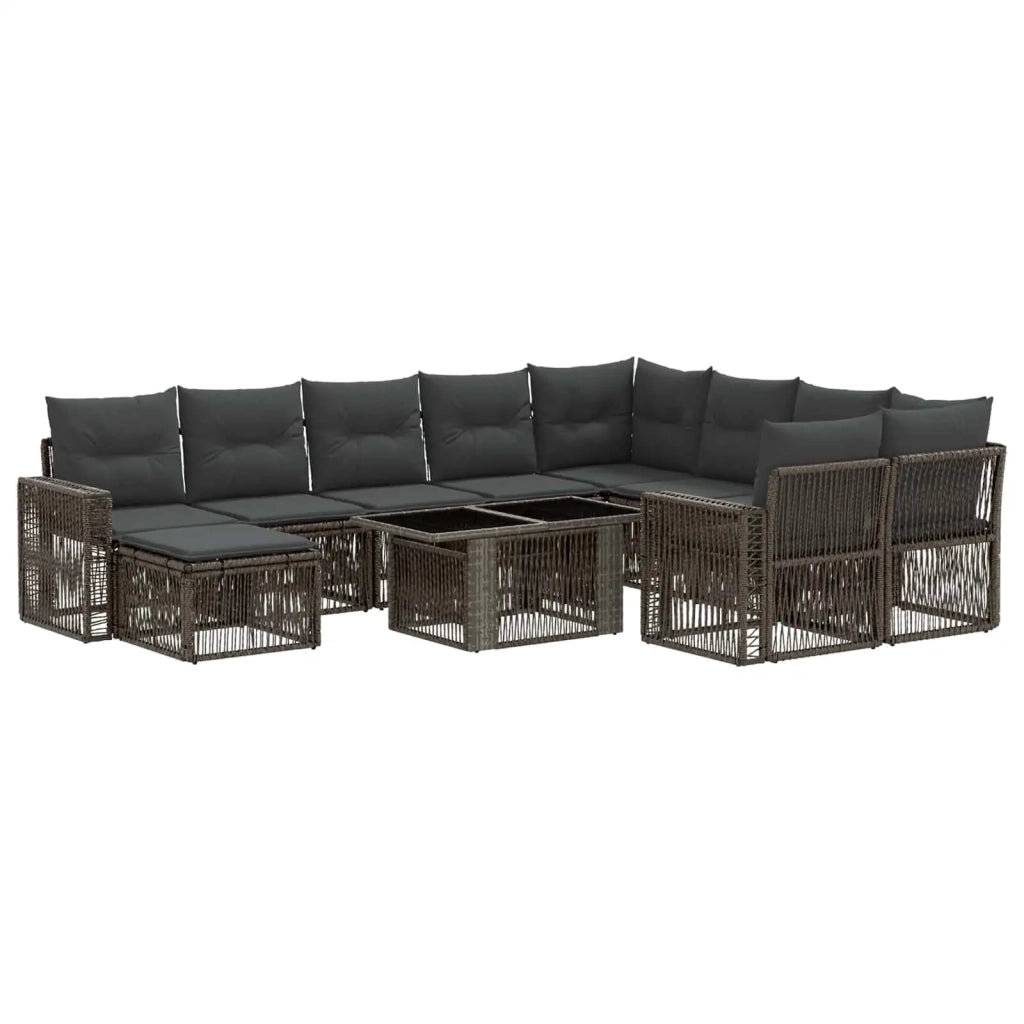Set Divano da Giardino 11 pz Grigio e Grigio Scuro polyrattan 3436883