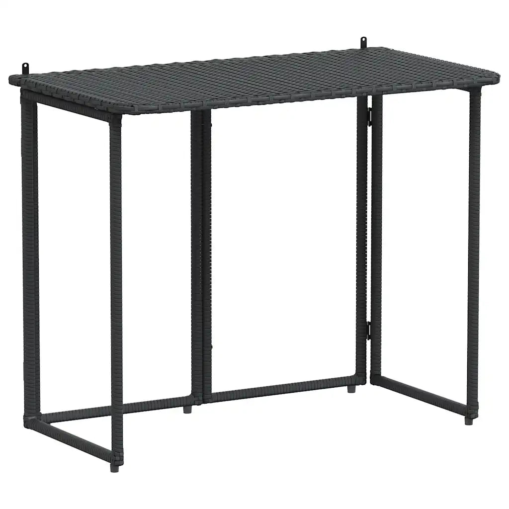 Tavolo da Giardino | Tavolino da esterno Pieghevole Nero 90x51x75 cm in Polyrattan