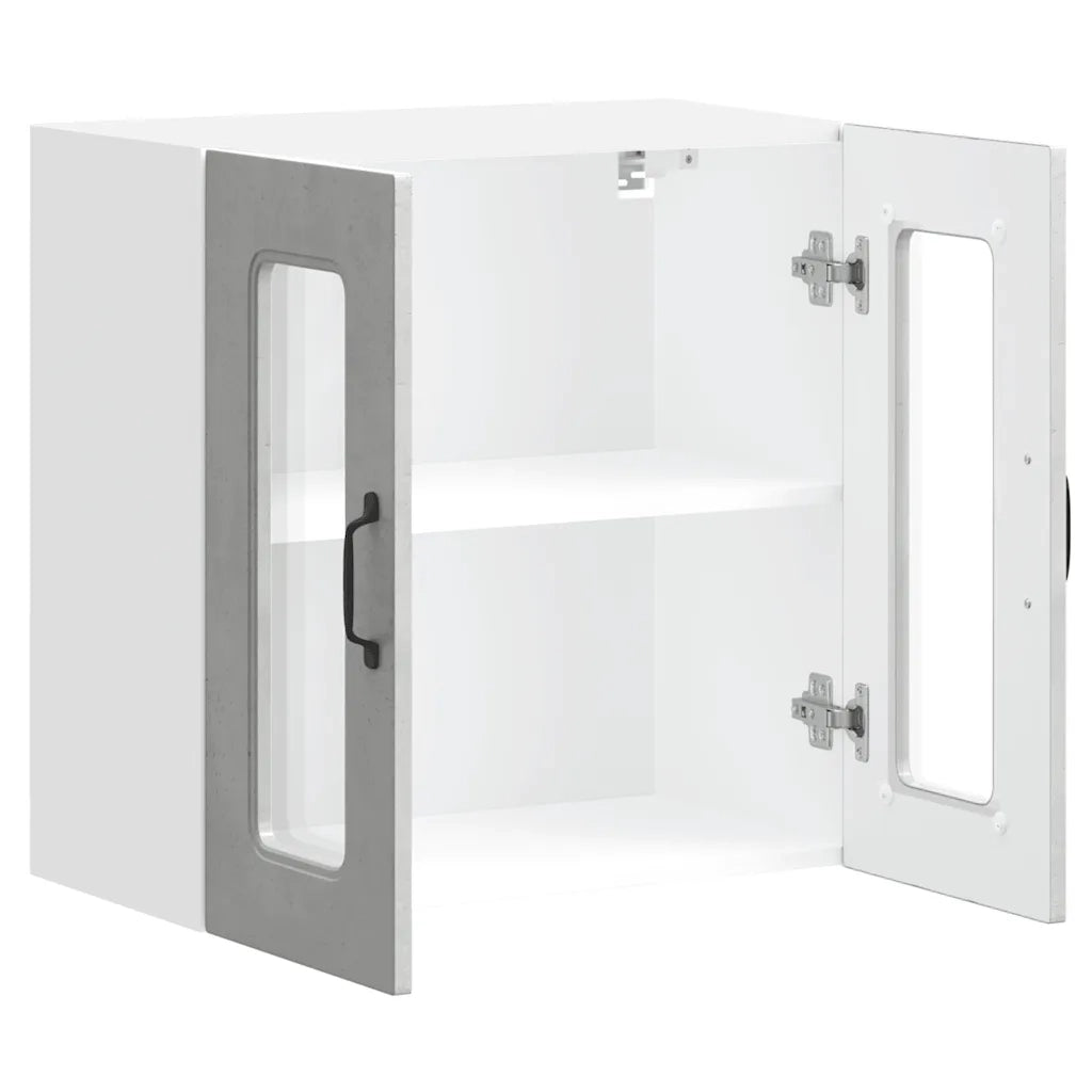 Pensile da Cucina con Porta in Vetro Kalmar Grigio Cemento