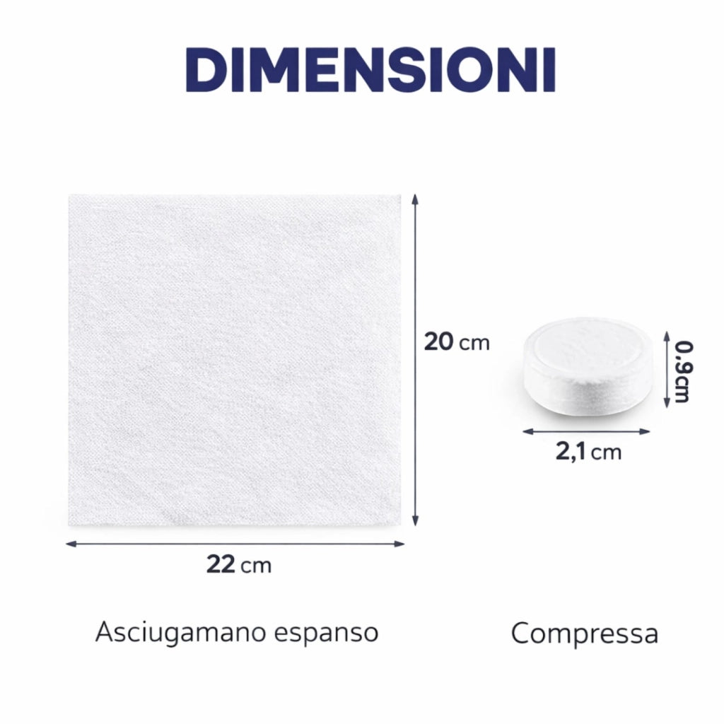 20 Pezzi Asciugamani Compresse Monouso 20×22 cm in Tessuto Non Tessuto per Viaggio e Igiene 90168