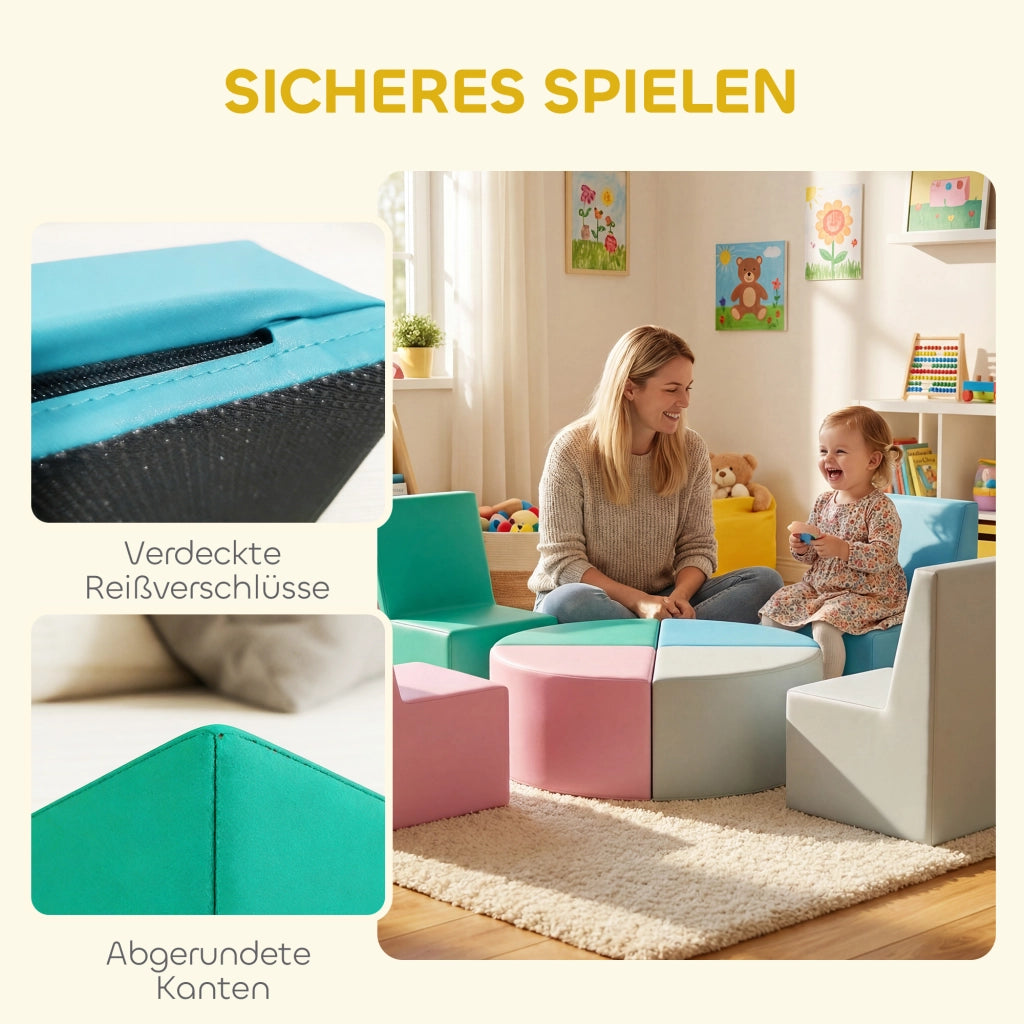 Blocchi da costruzione morbidi per bambini con tavolo e sedie ¨C Zephmum ¨C Multicolore