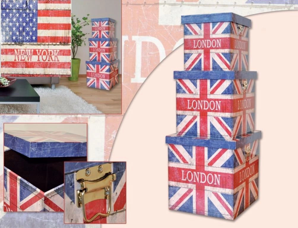 Baule Contenitore con manici flag london 34,5 x 34,5 x 34,5 cm