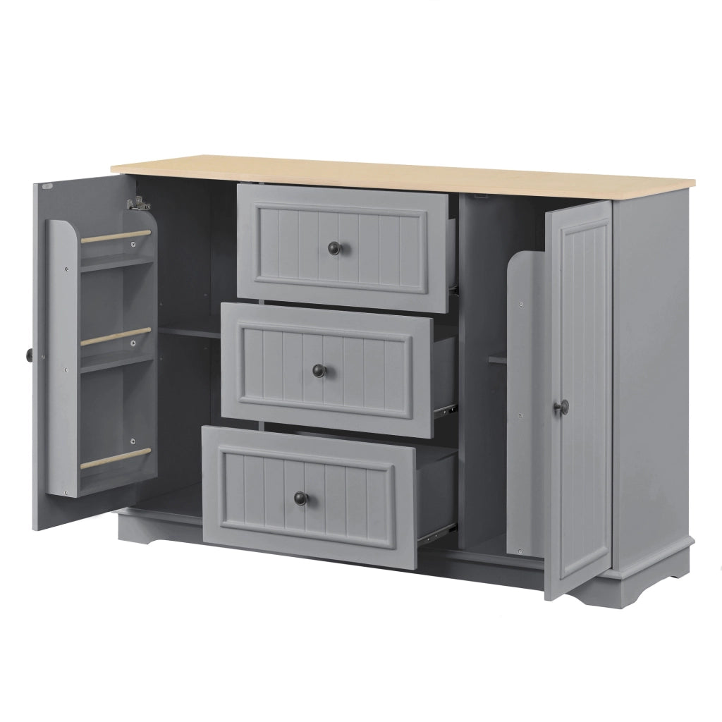 Credenza con 3 Cassetti e Ante ¨C MINIMAL ¨C Grigio, Mobile Buffet per Soggiorno e Corridoio