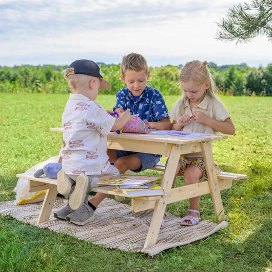 Tavolo da picnic per bambini in legno L90xL90xA50 cm - TIMBELA M010-1