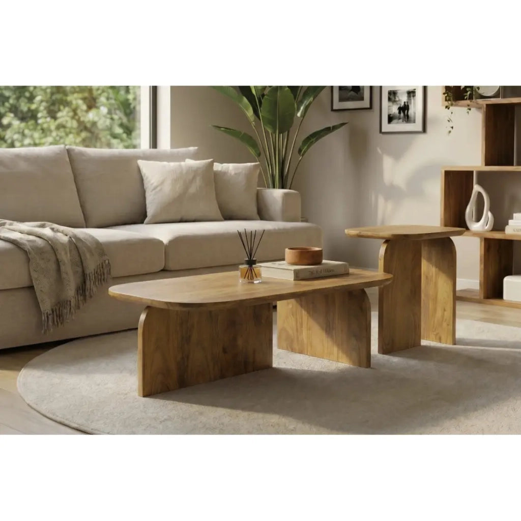 Set di 2 tavolini ORION in legno massiccio di mango