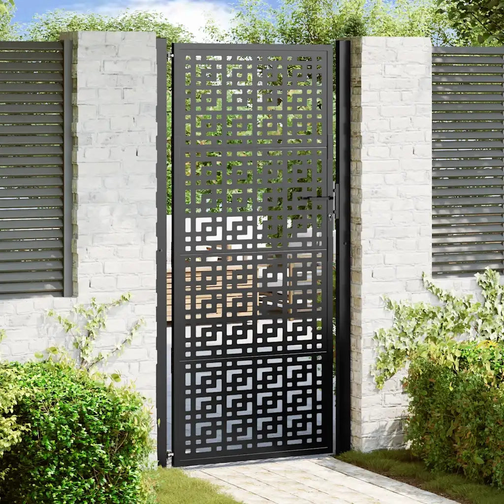 Cancello da giardino nero 100x200 cm in acciaio con design a croce 4101003