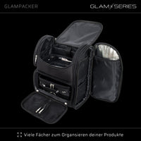 GlamSeries GlamPacker Zaino porta trucchi ergonomico ed espandibile, borsa per il trucco con scomparto con protezione termica, ideale per truccatori e parrucchieri
