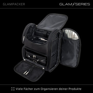 GlamSeries GlamPacker Zaino porta trucchi ergonomico ed espandibile, borsa per il trucco con scomparto con protezione termica, ideale per truccatori e parrucchieri