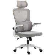 Sedia da Ufficio Direzionale 60x59x114-122 cm con Poggiatesta in Poliestere Grigio