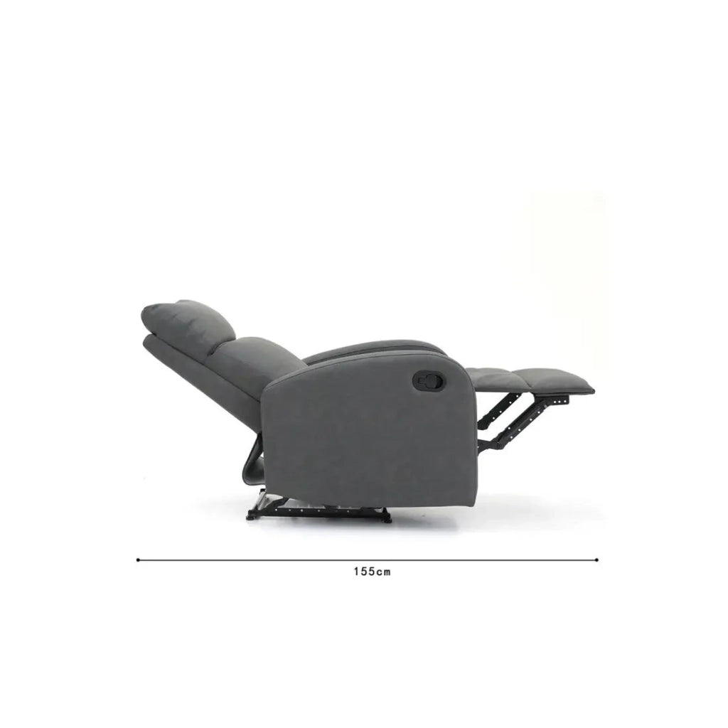 Poltrona relax ERA reclinabile manualmente in materiale PU di colore nero, una poltrona eccezionale.